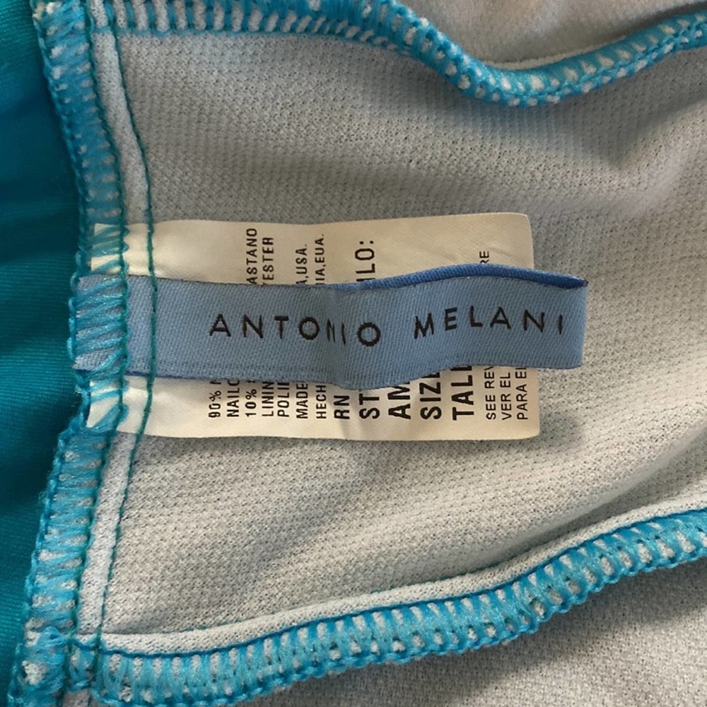 Antonio Melani Solid Teal Halter TieTankini - Picture 3 of 4